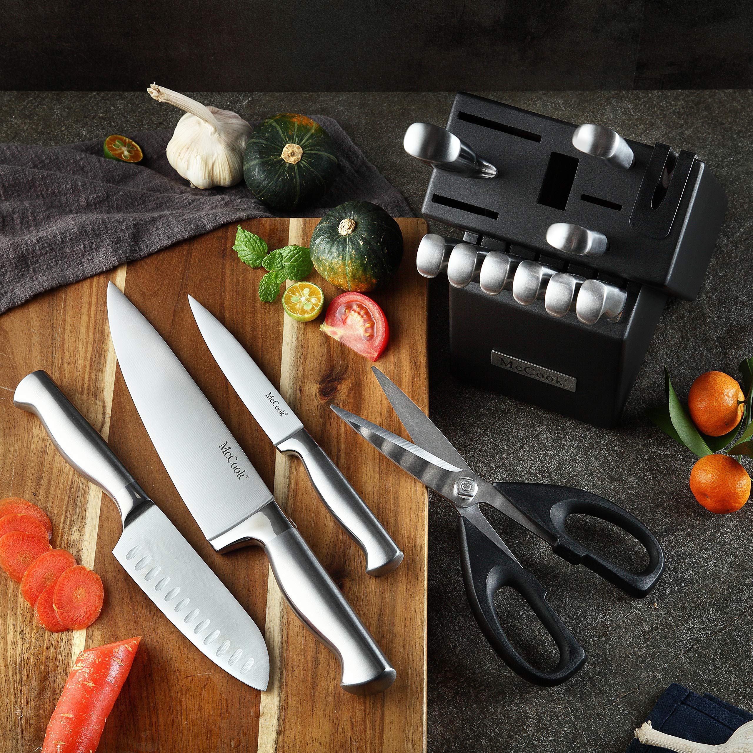 Self-sharpening block keeps knives razor sharp between uses
