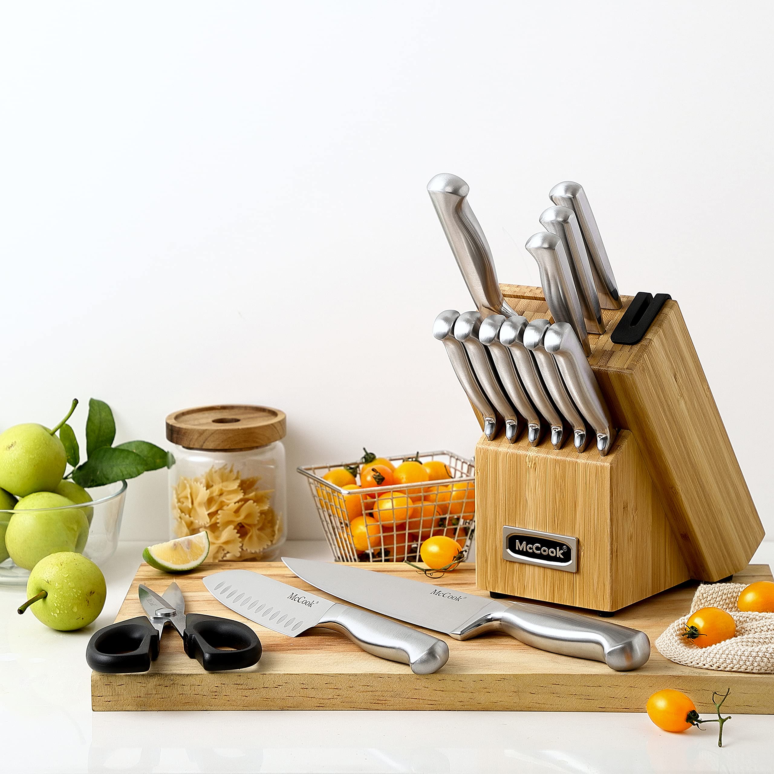 McCook serrated steak knives six-piece set for even slices.