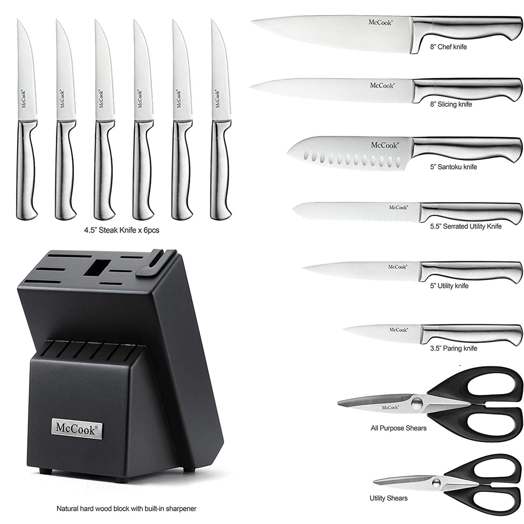 McCook knife with taper grind edge for precise cuts