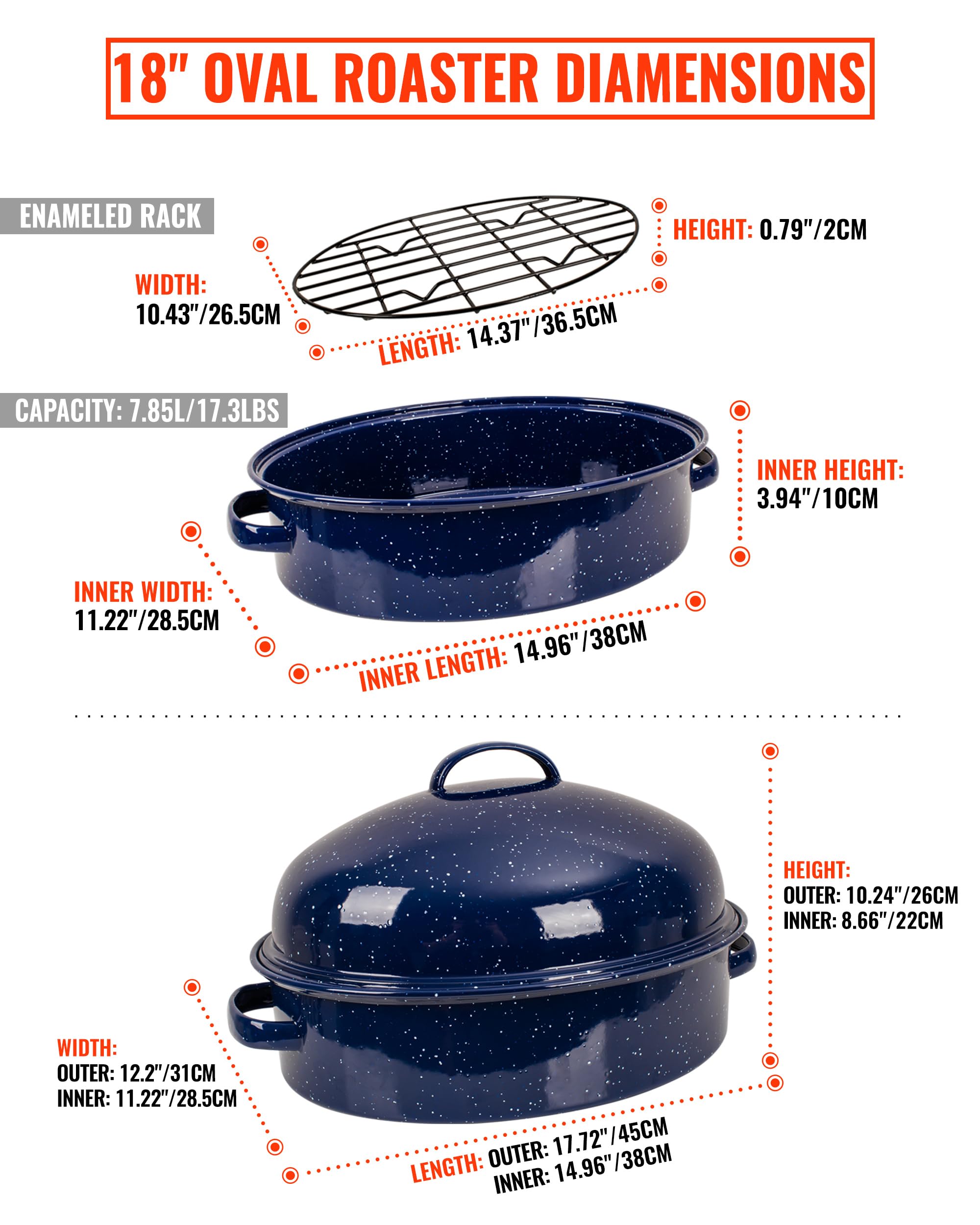 MCCSI 18-inch oval roasting pan ideal for turkey and big roasts.