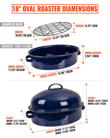 MCCSI 18-inch oval roasting pan ideal for turkey and big roasts.