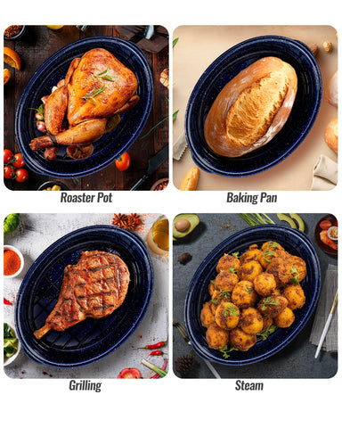 MCCSI large roasting pan fits family meals with ease.