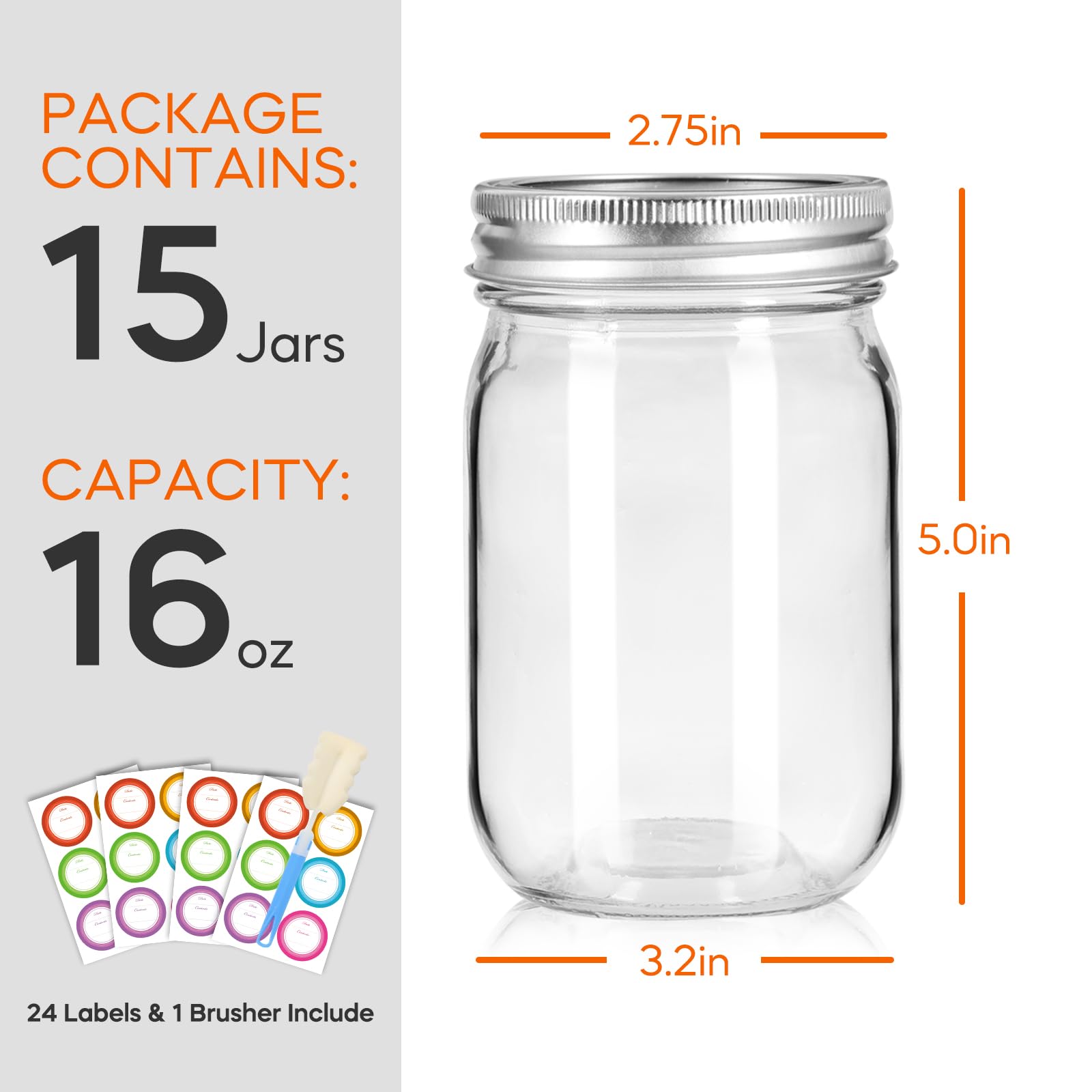 McUpper clear glass demonstrates contents in fridge or pantry