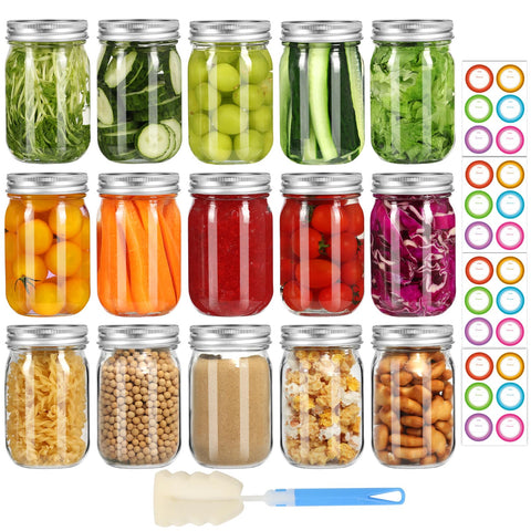 McUpper glass mason jar 16oz regular-mouth shows contents clearly for easy identification