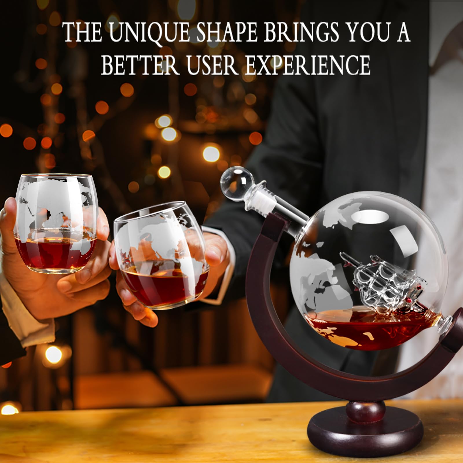 mcgskl Globe set display emphasizes a refined whiskey ritual at home