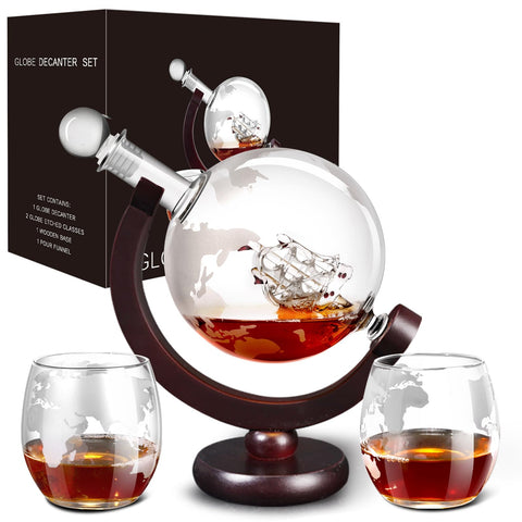 mcgskl World Globe Decanter, elegant centerpiece for entertaining guests with spirits