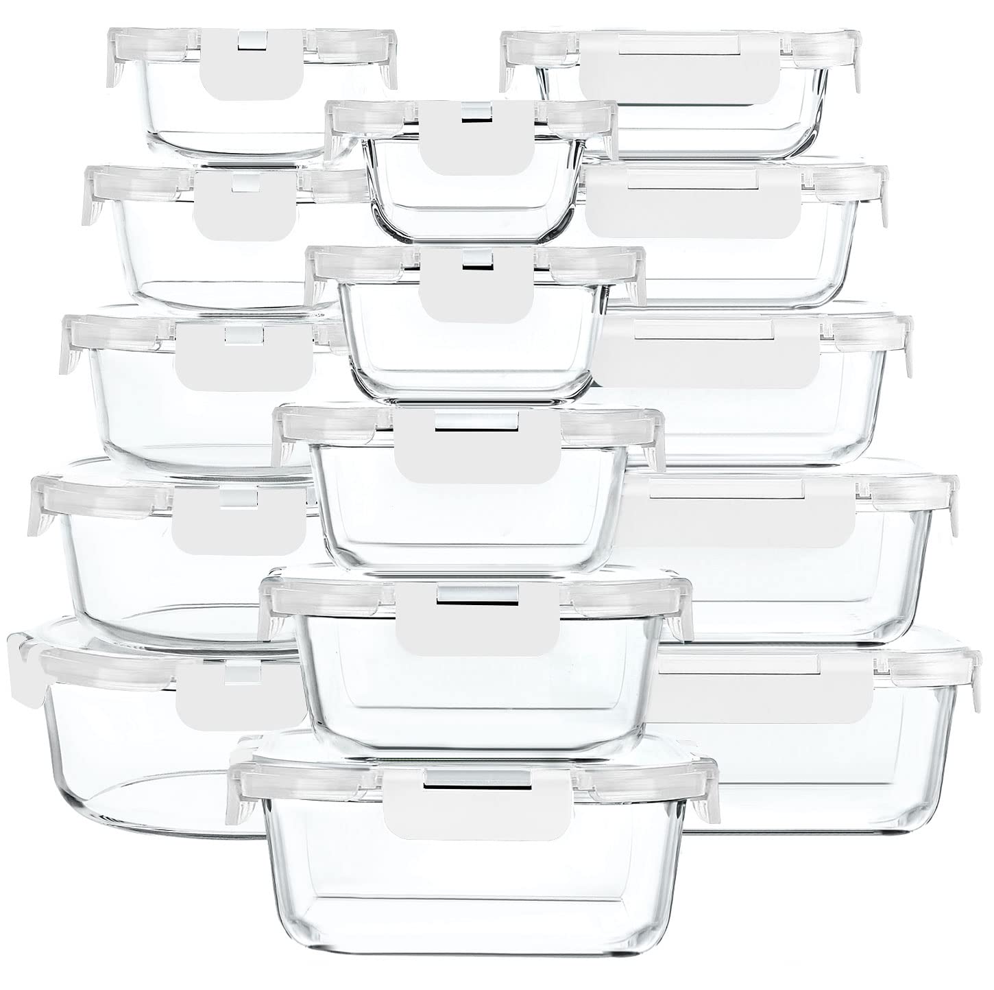 MCIRCO 30-piece glass storage set keeps fridge and pantry organized.