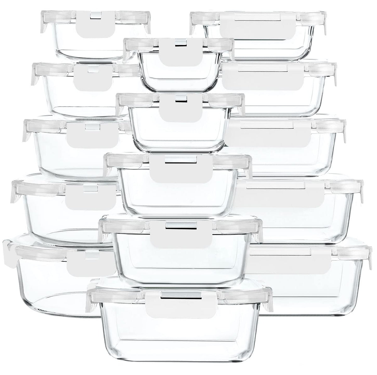 MCIRCO 30-piece glass storage set keeps fridge and pantry organized.