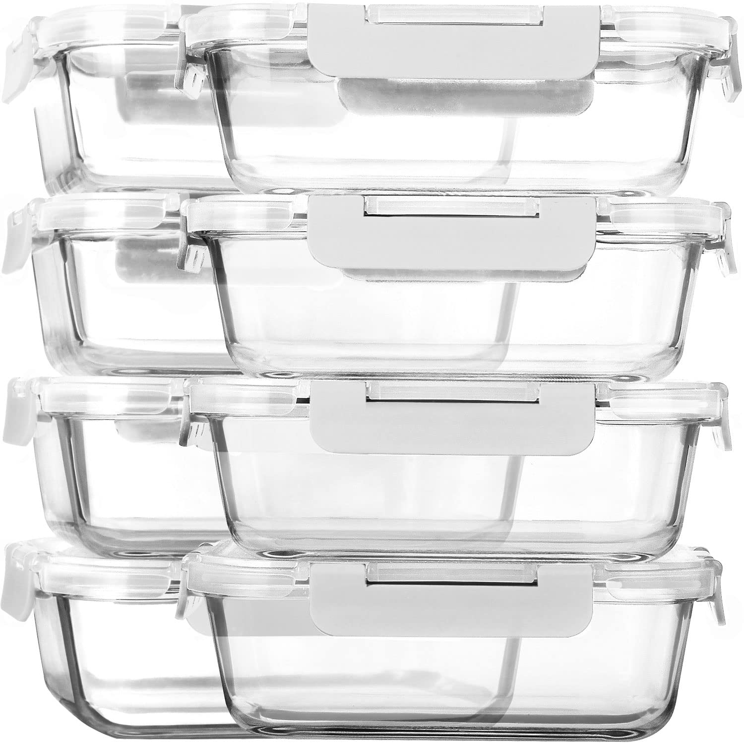 MCIRCO 8-pack glass meal prep containers for portion control and freshness.