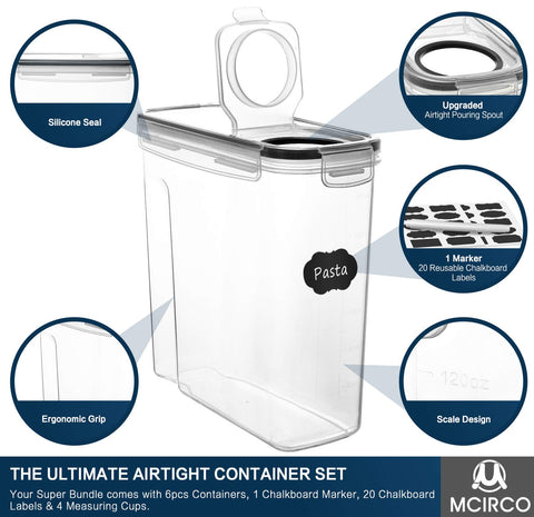 MCIRCO cereal containers with measuring cups included for precise portions