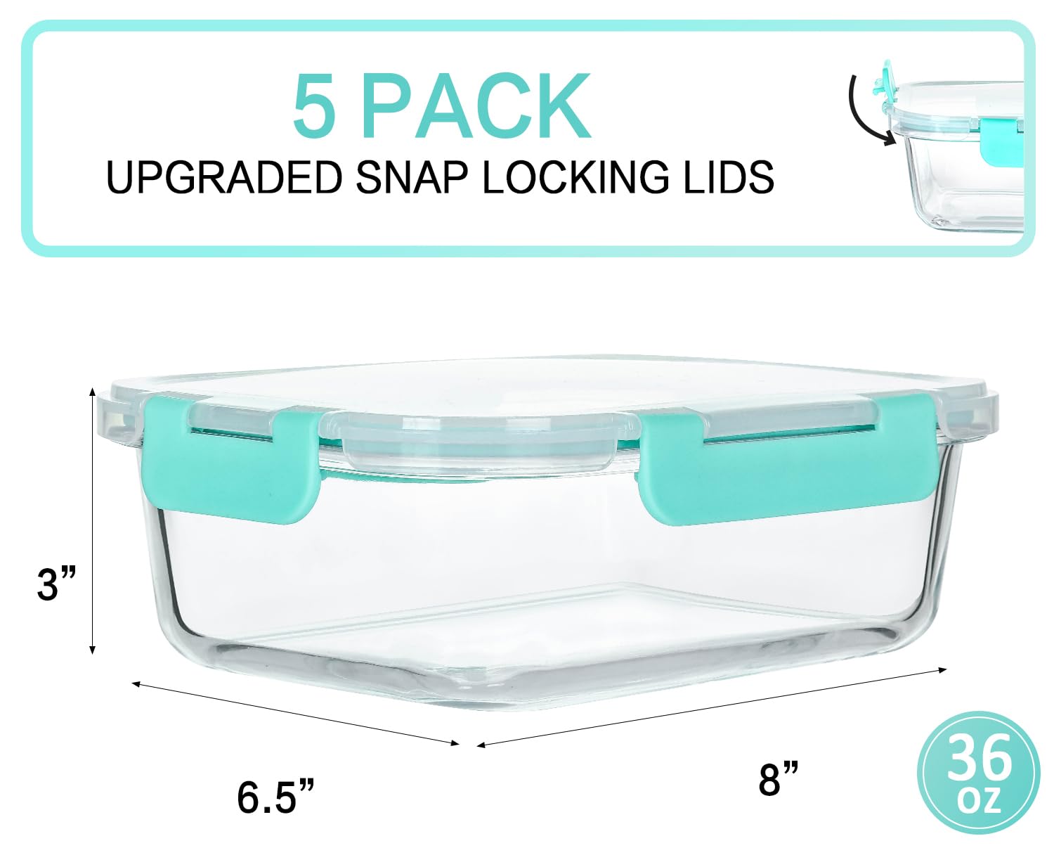 MCIRCO glass meal prep container with lids-locked for leak-proof transport.