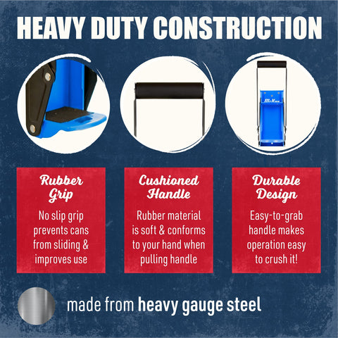 McKay crusher handle ready for easy pull-down operation.
