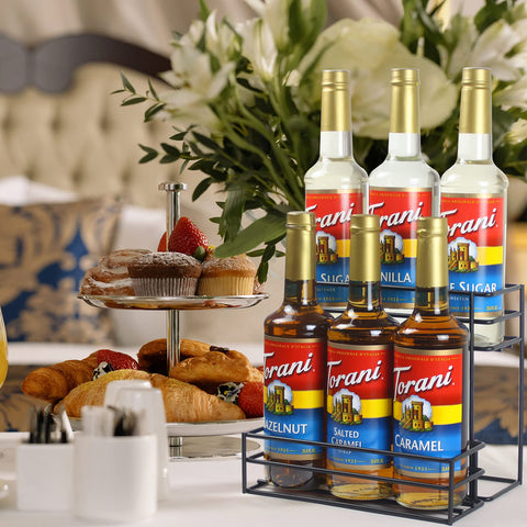 MCSAPIL Coffee Syrup Rack side view highlighting compact design on countertop.