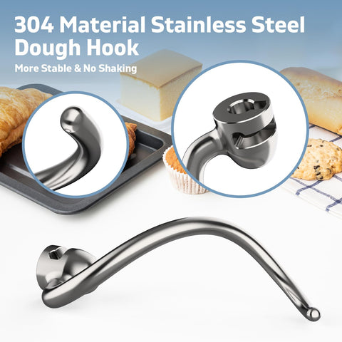 Mdduocd professional-5-plus dough-hook attachment ensures smooth dough mixing.