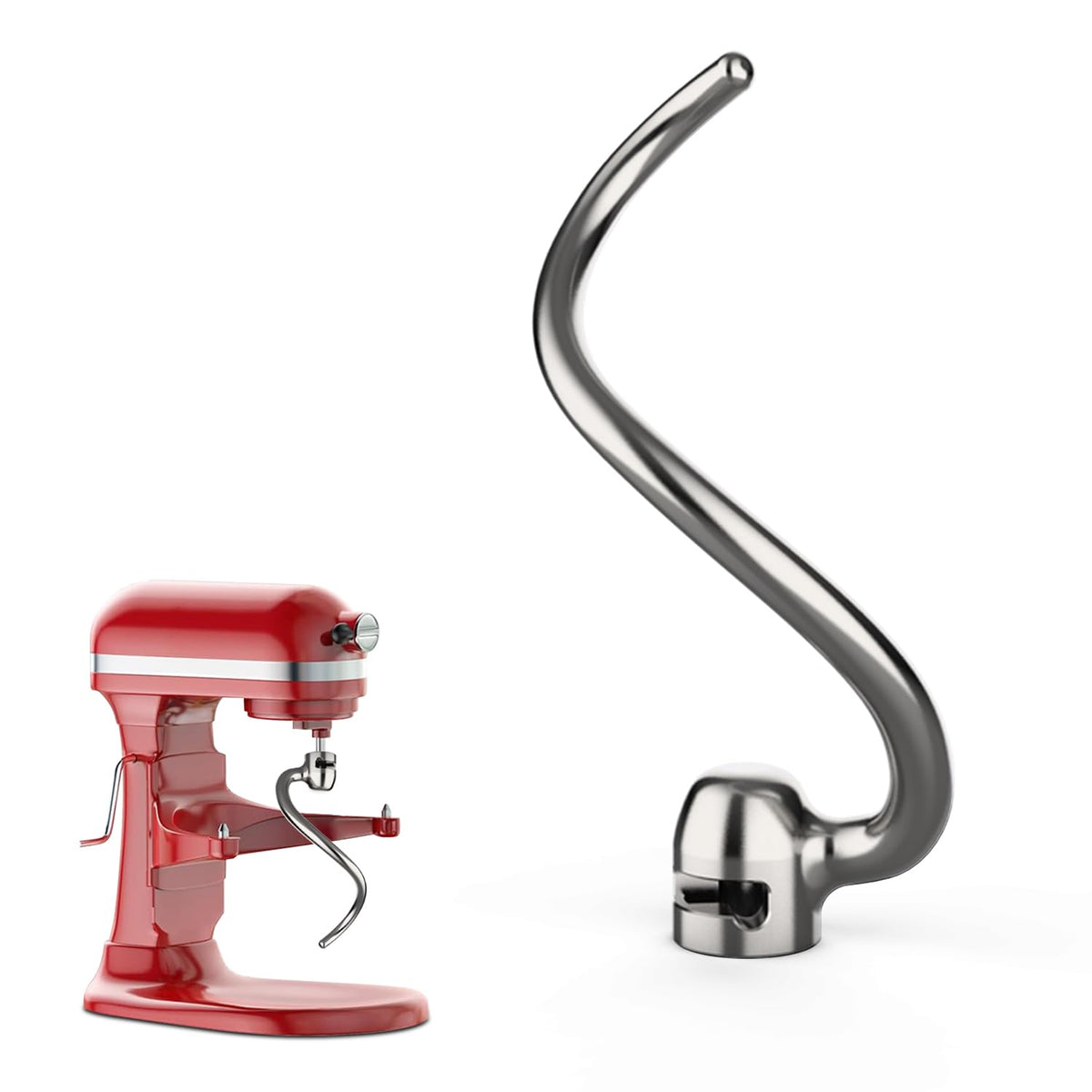 Mdduocd stainless steel dough hook for KitchenAid 5QT-6QT improves kneading consistency.