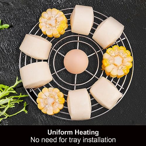 MDEOOSKY air fryer steamer rack shows versatile steam capability for healthy meals.
