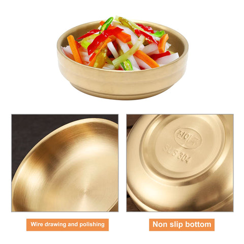 MDEOOSKY gold-finish plate with flat bottom demonstrates stable serving.
