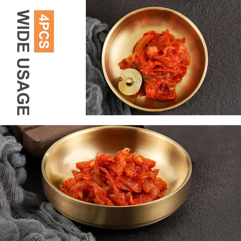 MDEOOSKY stainless appetizer plate closeup, shows smooth edges for safe handling.