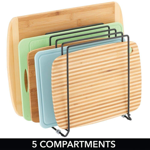 MDESIGN pan rack top view reveals five slots for separation.
