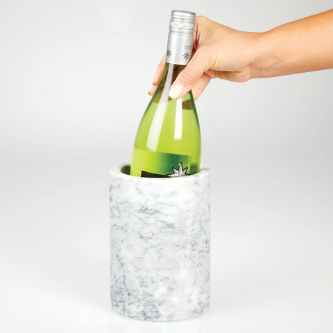 mDesign white marble wine chiller tabletop display complements stylish setups.