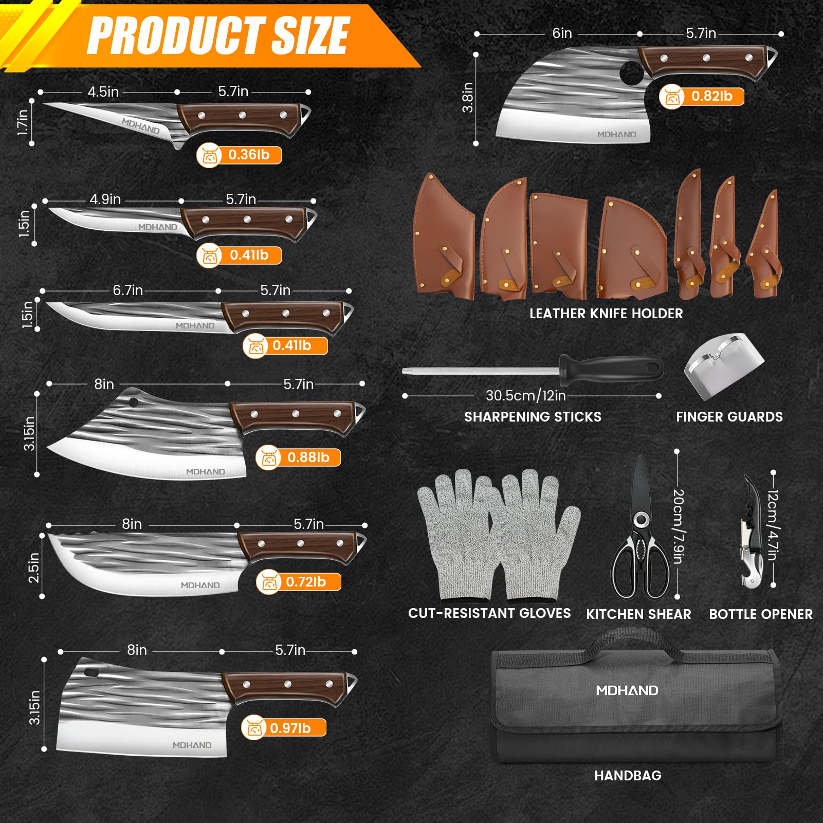MDHAND boning knife for clean, controlled meat removal