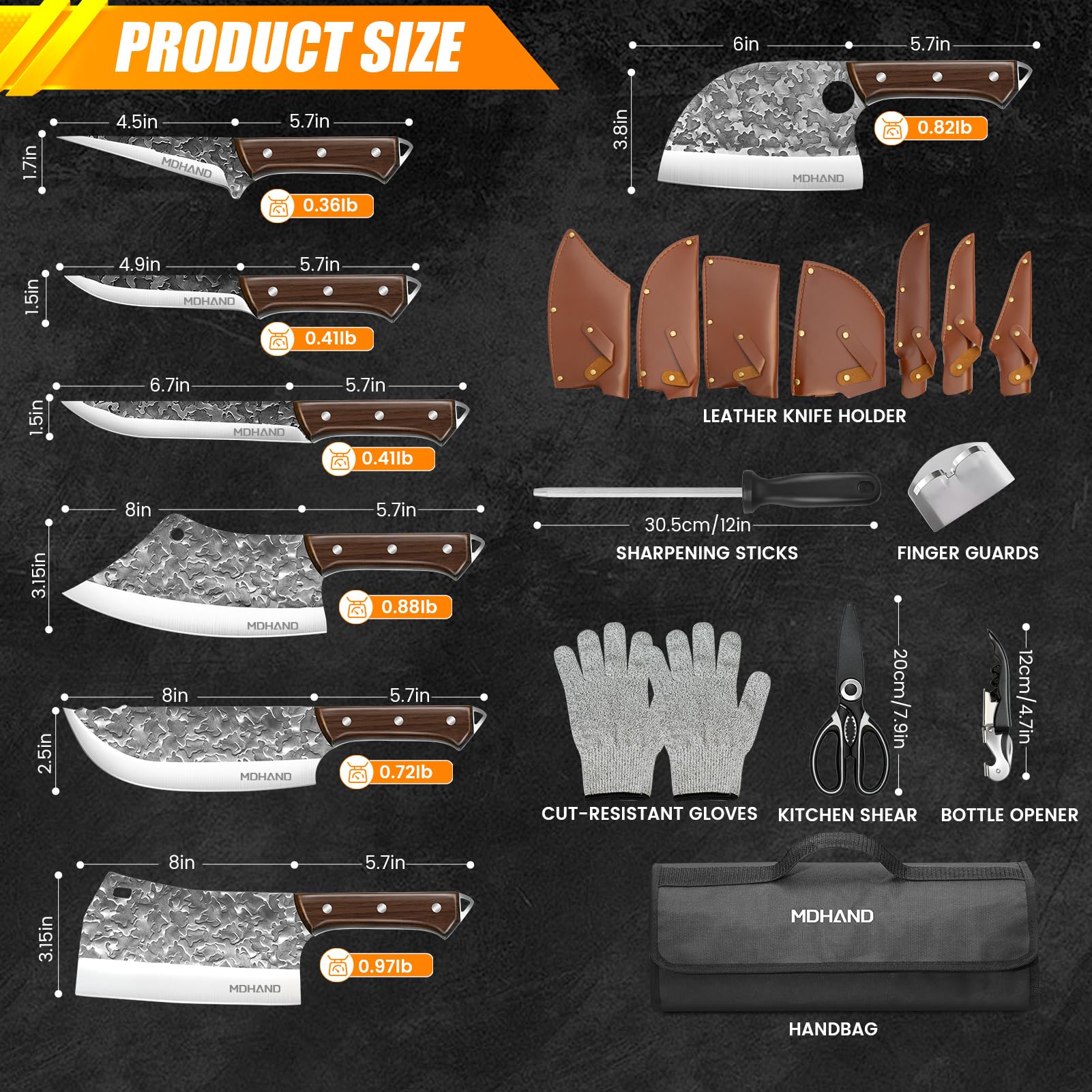 MDHAND boning knife for clean bone removal and trimming