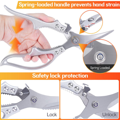 MDHAND dishwasher-safe meat scissors simplify post-cook cleanup.