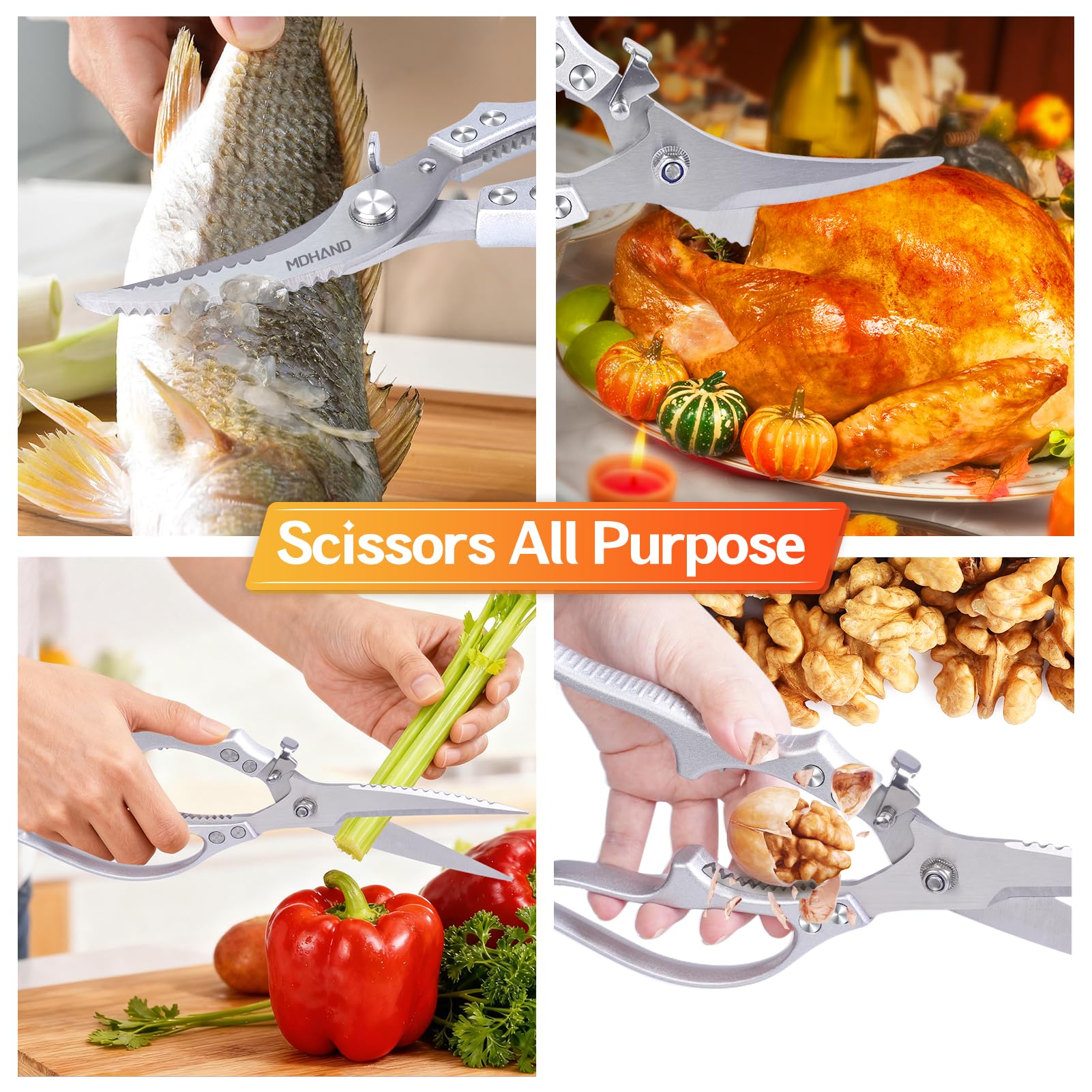 MDHAND ergonomic non-slip handle provides comfortable grip during prep.