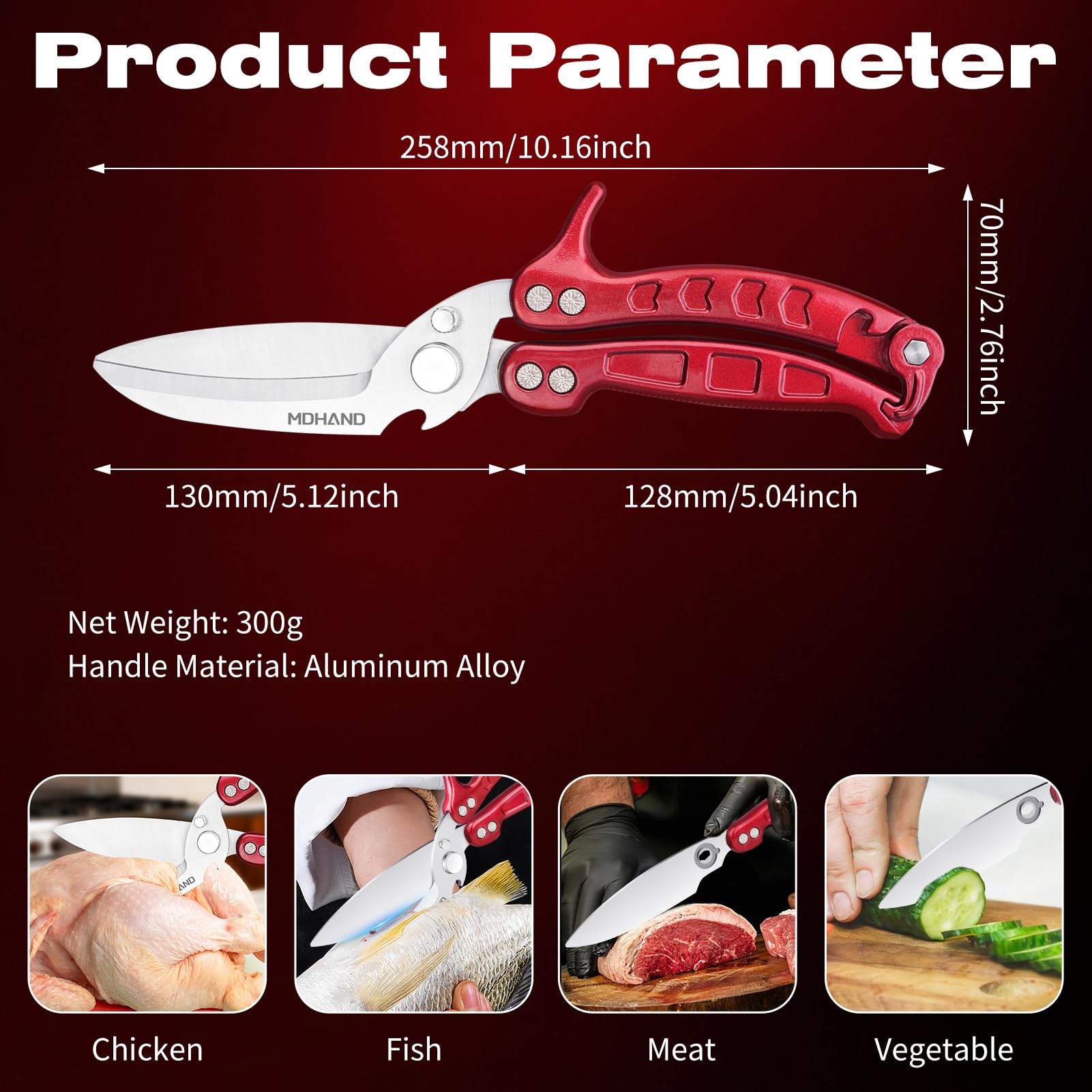 MDHAND Kitchen Shears dual-knife conversion for versatile cutting and prep tasks