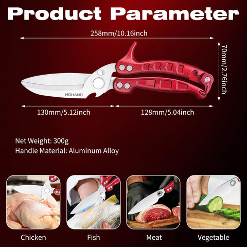 MDHAND Kitchen Shears dual-knife conversion for versatile cutting and prep tasks