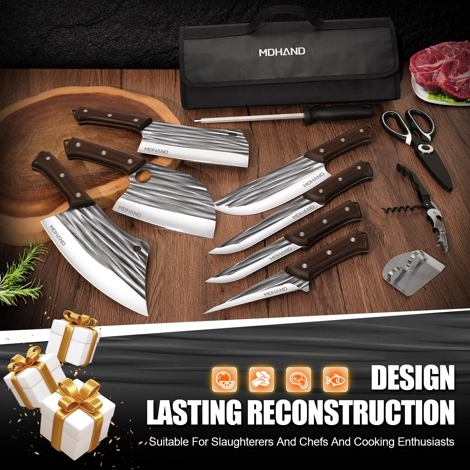 MDHAND roll bag with knives for portable kitchen on the go