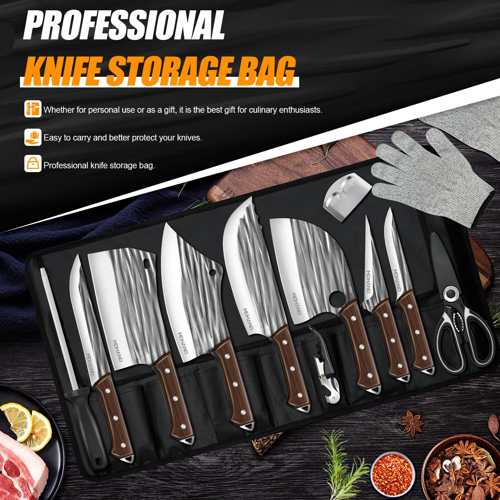 MDHAND Serbian chef knife for precise slicing and balance
