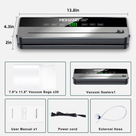 MDHAND vacuum sealer includes 30 bags for immediate use.