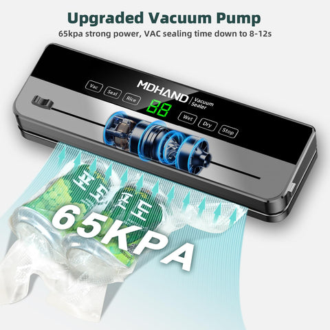 MDHAND vacuum sealer built-in cutter enables custom bag sizing.