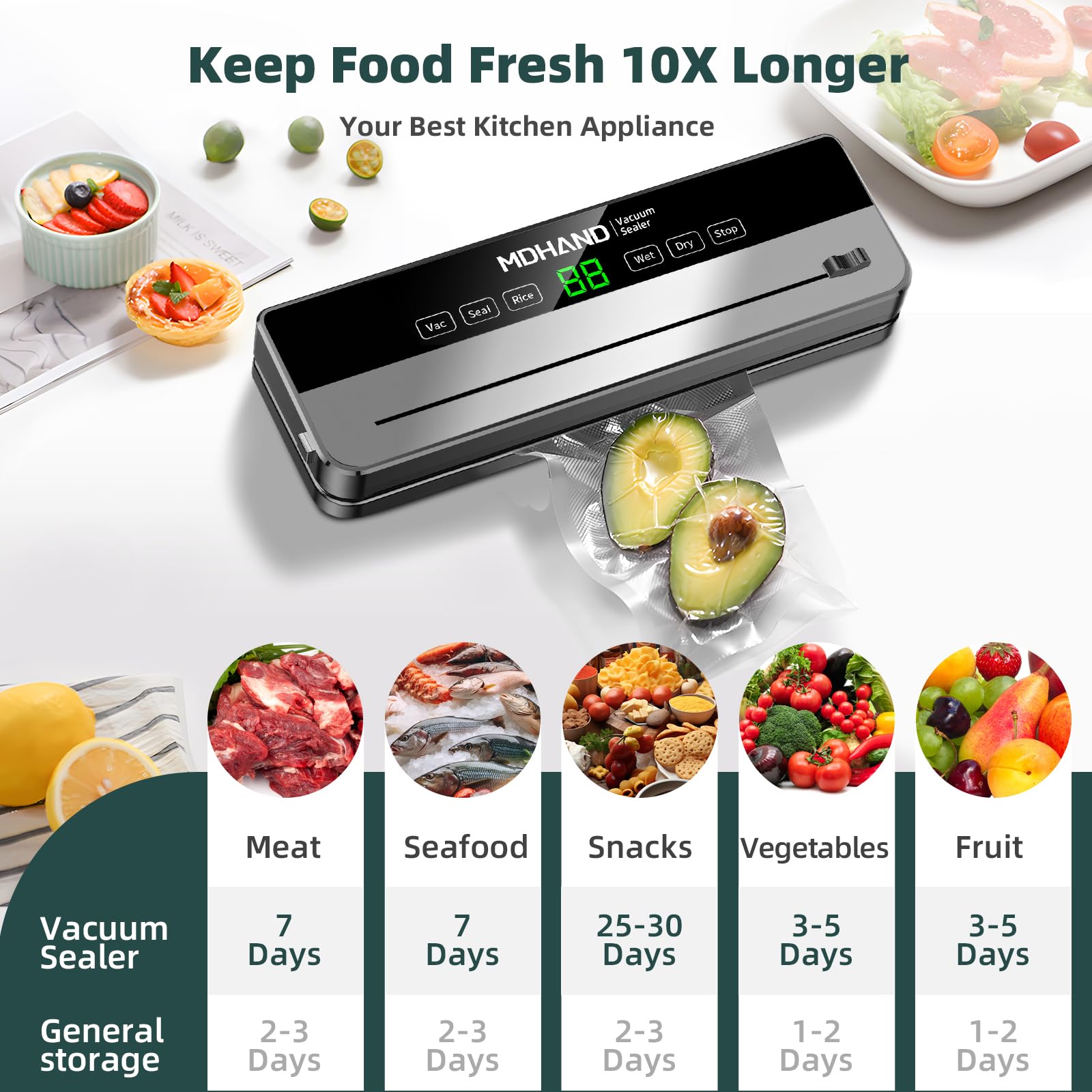 MDHAND vacuum sealer stainless steel surface is easy to clean.