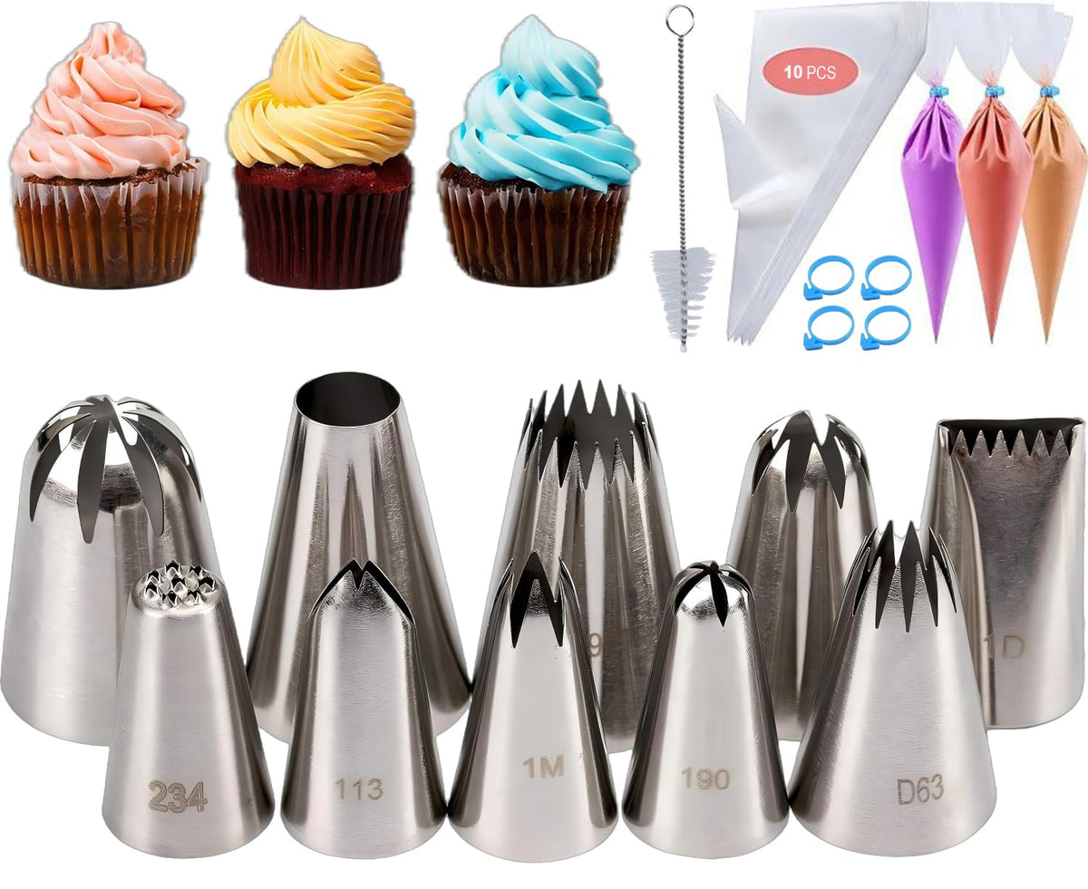 MDLJG 25pcs piping tip set large tips for bold cake decorating