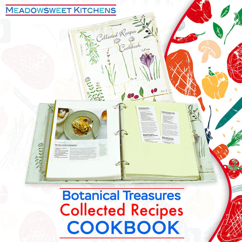 Meadowsweet Kitchens 3-ring binder with durable cover, keeps recipe collection organized