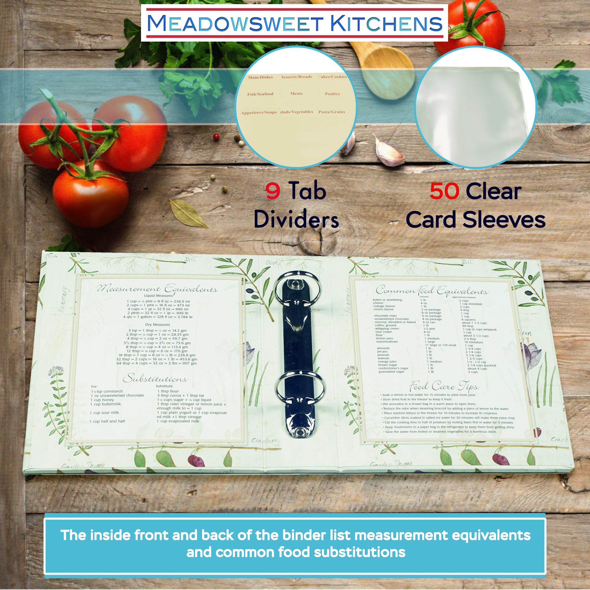 Meadowsweet Kitchens nine tab dividers for easy recipe categorization