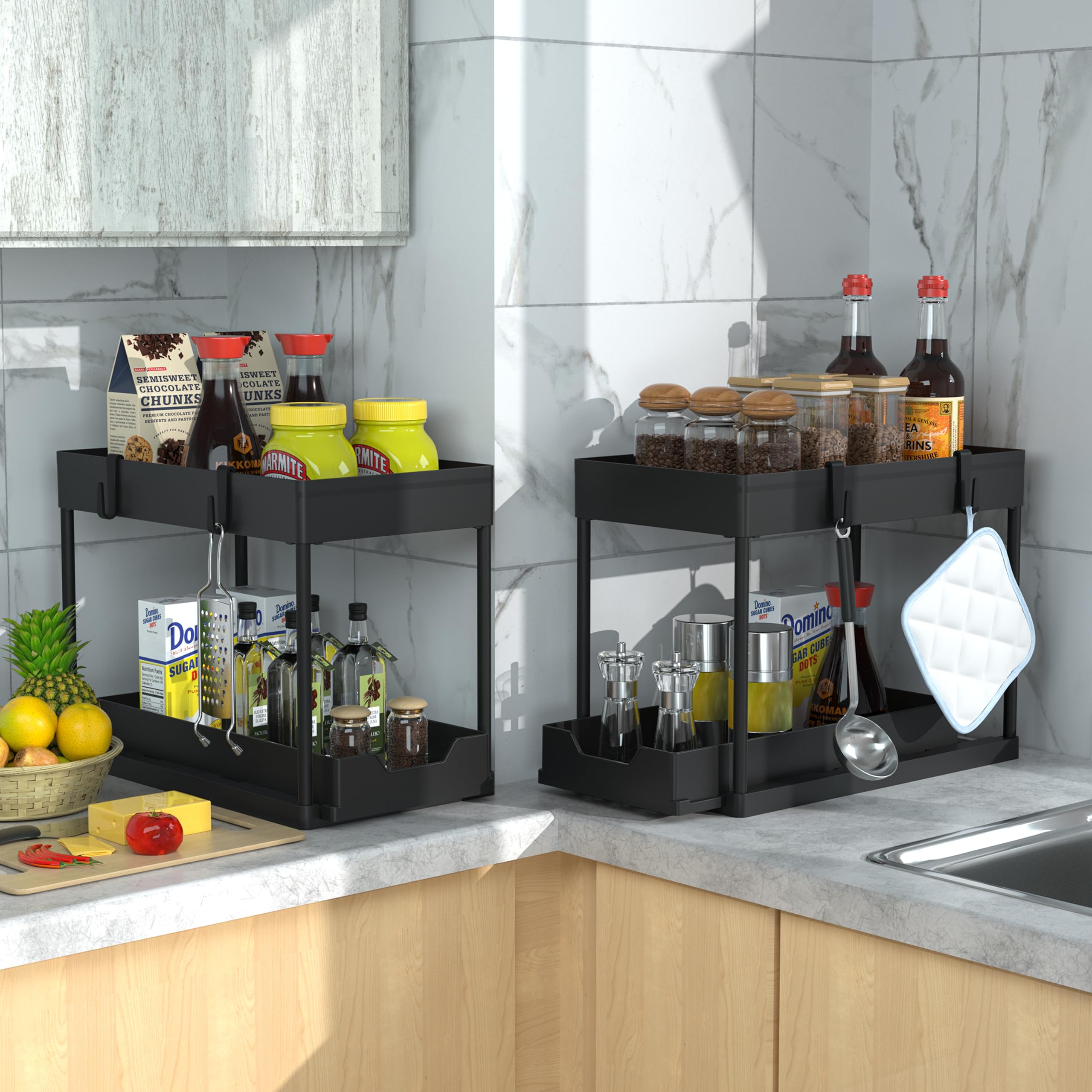 MEAFBIRD under-sink organizer fits bathrooms, kitchens, pantries