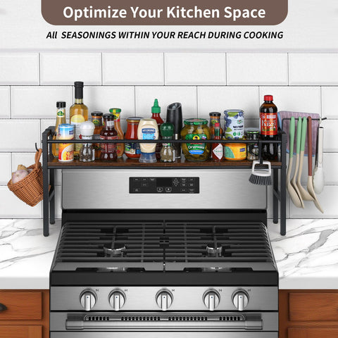 Meangood sturdy iron with walnut finish adds durable kitchen style.