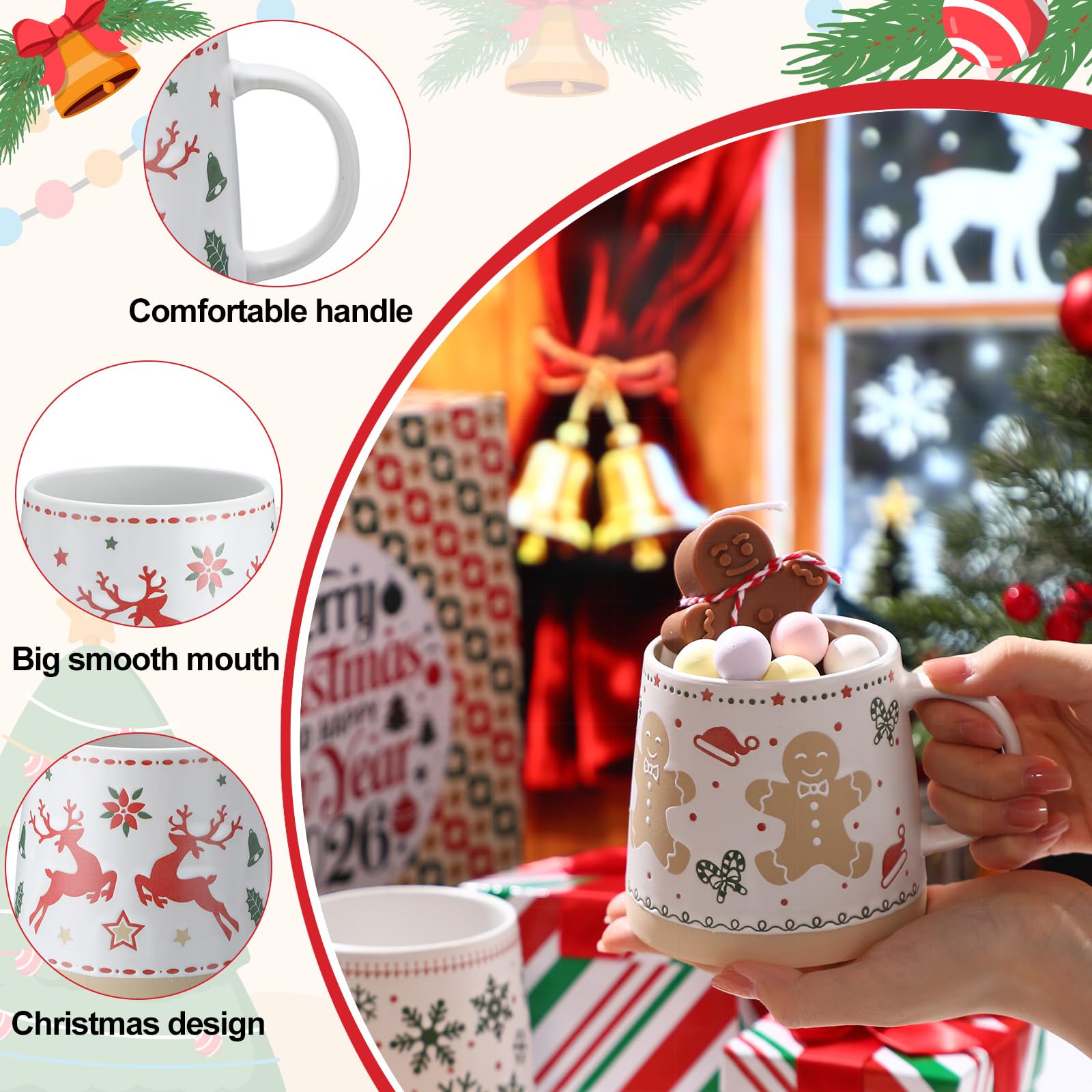 Meanplan mug with Christmas tree pattern enhances holiday table setting and gifting.