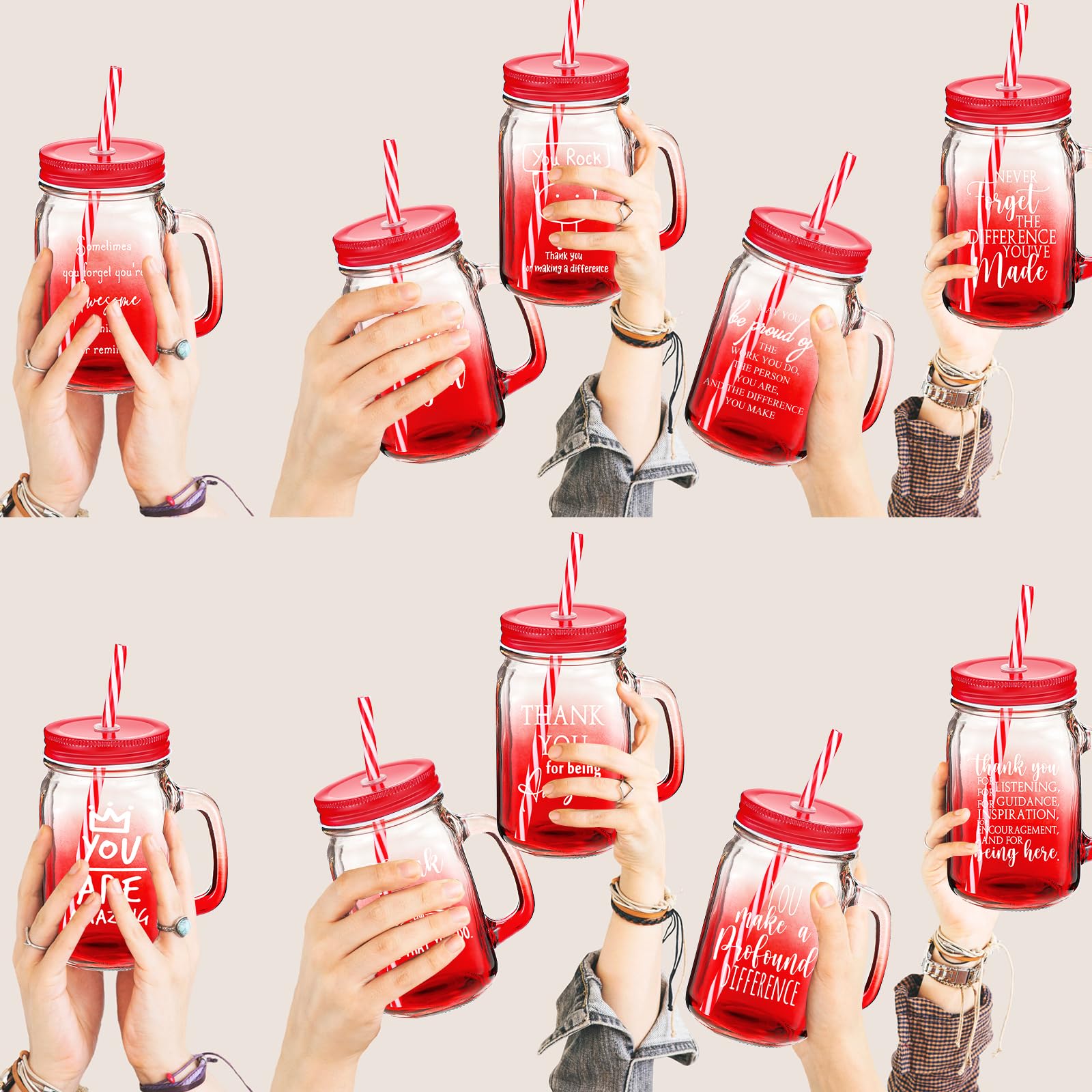 Meanplan ten-piece gift set of glass cups, ready for employee appreciation events.
