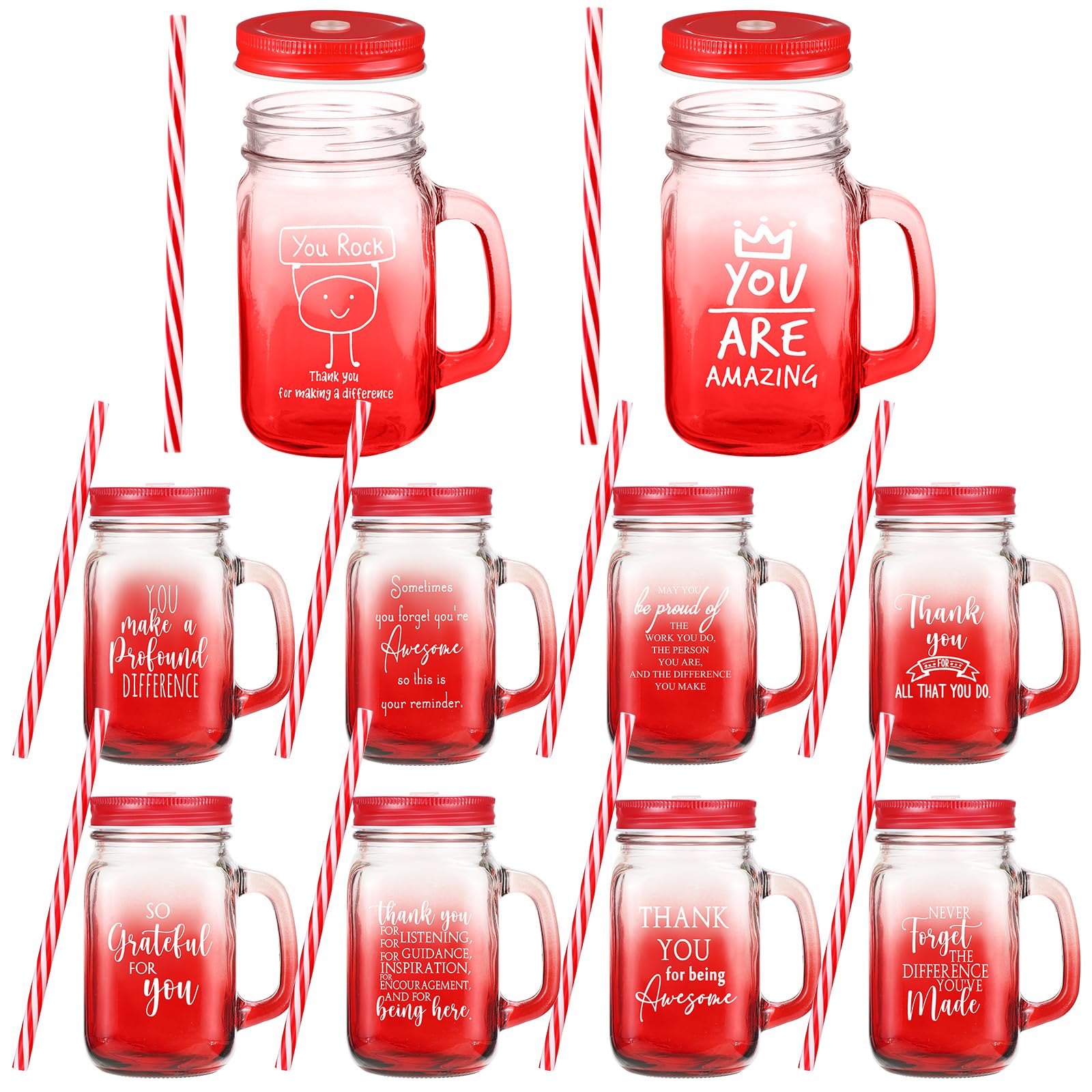Meanplan 16 oz glass cup with handle and lid, ideal for gifting coworkers.