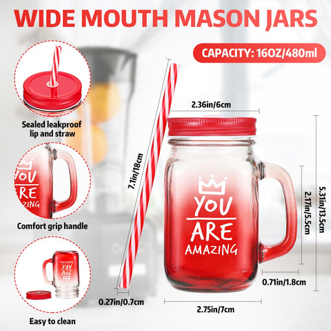 Meanplan 16 oz glass cup with straw and lid, ideal for on-the-go drinks.