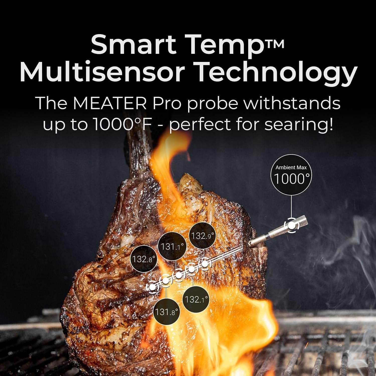 Array of MEATER Pro probes powering even cooking in action