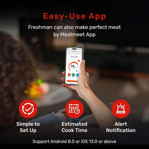 Meatmeet Pro WiFi thermometer in oven-use setup for versatility