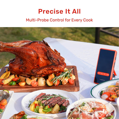 Meatmeet X Pro app interface shows live temperatures remotely.
