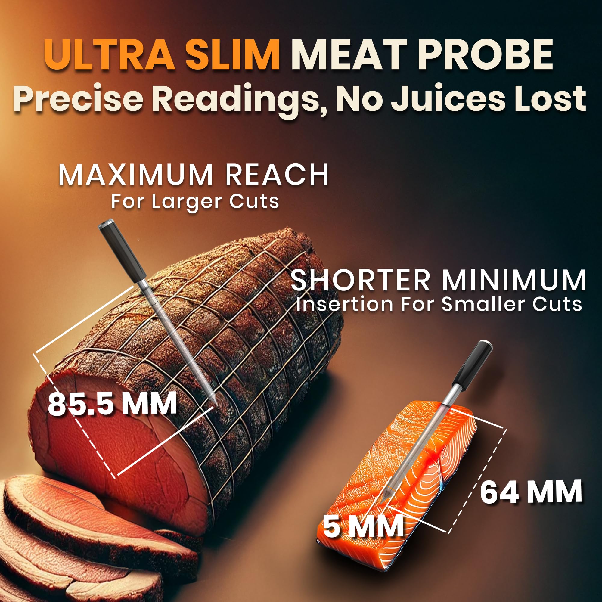 MeatStick V 6-sensor layout tracks meat and oven temps.