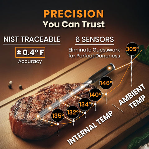 MeatStick V used for searing at 1200°F to crust meat.