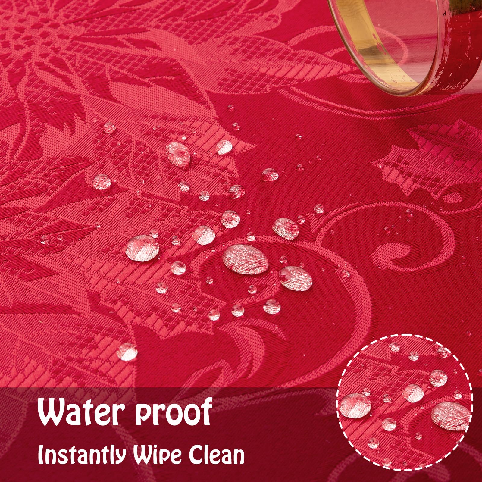 Mebakuk spillproof red jacquard tablecloth ideal for holiday gatherings
